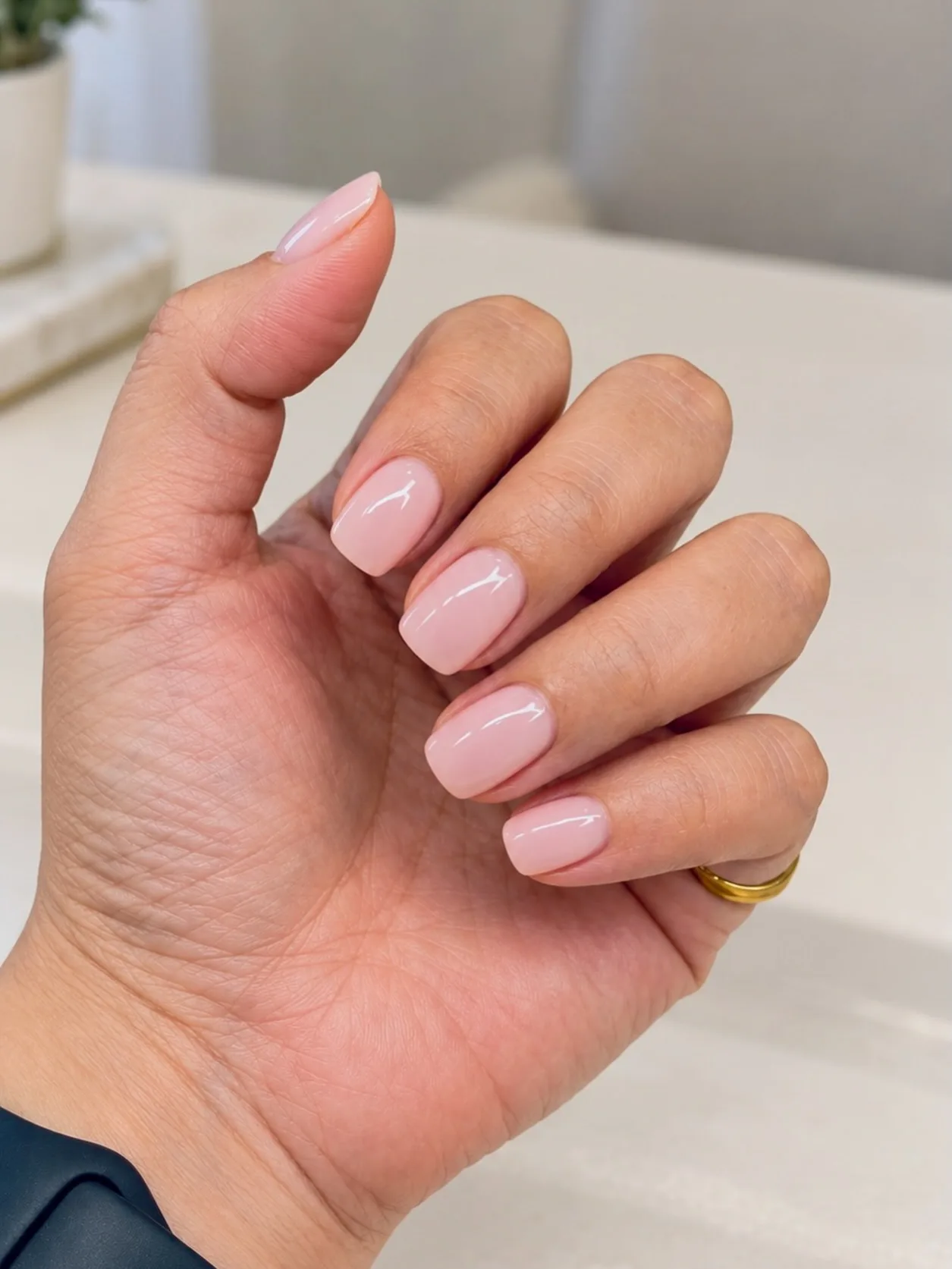 A builder gel set in a soft nude shade